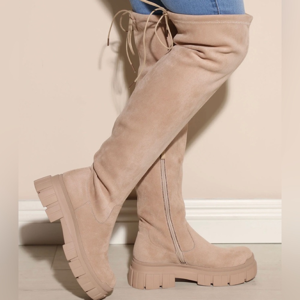 Fashion nova beige boot size 8